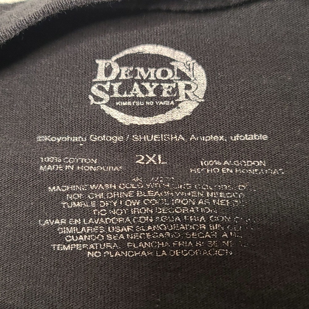 Demon Slayer Graphic T-Shirt Mens 2XL Black Tanjiro Nezuko Zenitsu Inosuke Eyes - Picture 4 of 6